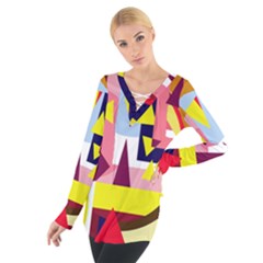 Colorful Abstraction Women s Tie Up Tee by Valentinaart