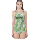 Gray decorative abstraction One Piece Swimsuit View1