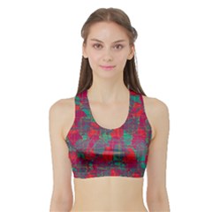 Decorative Abstract Art Sports Bra With Border