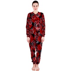 Red Abstract Decor Onepiece Jumpsuit (ladies) 