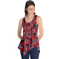 Red Abstract Decor Sleeveless Tunic