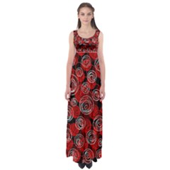 Red Abstract Decor Empire Waist Maxi Dress