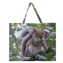 Gray Squirrel Eating Sycamore Seed Zipper Large Tote Bag by GiftsbyNature