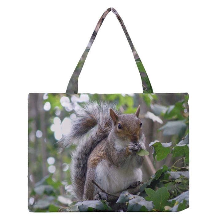 Gray Squirrel Eating Sycamore Seed Medium Zipper Tote Bag