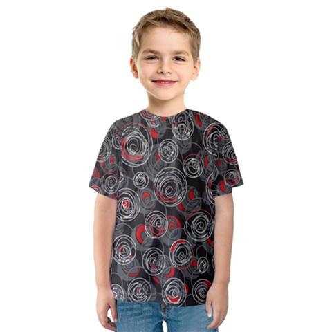 Red And Gray Abstract Art Kids  Sport Mesh Tee by Valentinaart