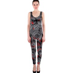 Red And Gray Abstract Art Onepiece Catsuit