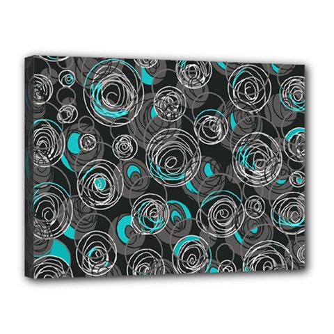 Gray And Blue Abstract Art Canvas 16  X 12  by Valentinaart