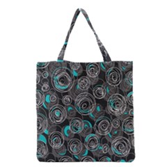 Gray And Blue Abstract Art Grocery Tote Bag