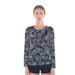 Gray And Blue Abstract Art Women s Long Sleeve Tee