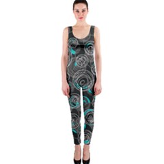 Gray And Blue Abstract Art Onepiece Catsuit