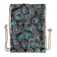 Gray And Blue Abstract Art Drawstring Bag (large)