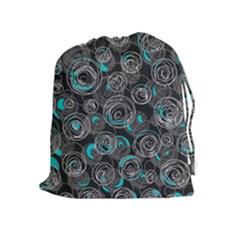 Gray And Blue Abstract Art Drawstring Pouches (extra Large)