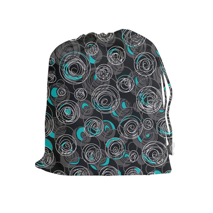 Gray and blue abstract art Drawstring Pouches (Extra Large)