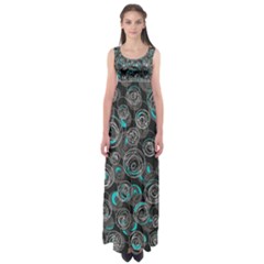 Gray And Blue Abstract Art Empire Waist Maxi Dress