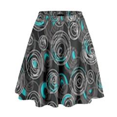 Gray And Blue Abstract Art High Waist Skirt