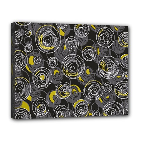 Gray And Yellow Abstract Art Canvas 14  X 11 