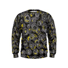 Gray And Yellow Abstract Art Kids  Sweatshirt