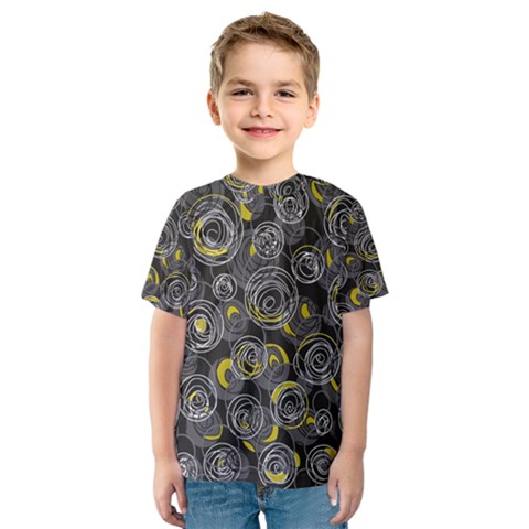 Gray And Yellow Abstract Art Kids  Sport Mesh Tee by Valentinaart