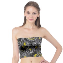 Gray And Yellow Abstract Art Tube Top by Valentinaart