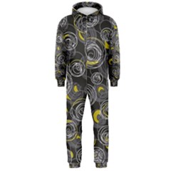 Gray And Yellow Abstract Art Hooded Jumpsuit (men) 