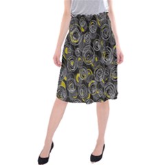 Gray And Yellow Abstract Art Midi Beach Skirt