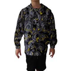 Gray And Yellow Abstract Art Hooded Wind Breaker (kids) by Valentinaart