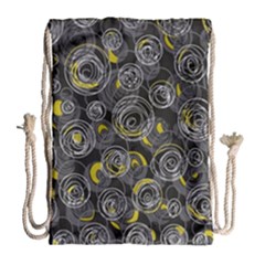 Gray And Yellow Abstract Art Drawstring Bag (large)