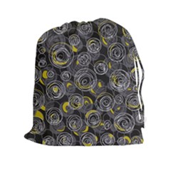 Gray And Yellow Abstract Art Drawstring Pouches (xxl)