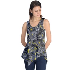 Gray And Yellow Abstract Art Sleeveless Tunic