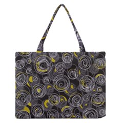 Gray And Yellow Abstract Art Medium Zipper Tote Bag by Valentinaart