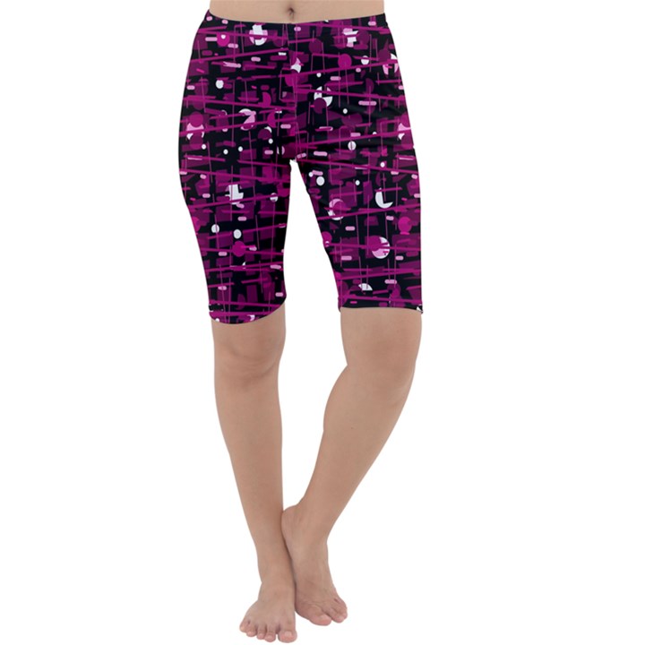 Magenta abstract art Cropped Leggings 