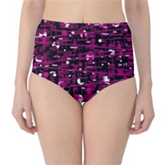 Magenta Abstract Art High-waist Bikini Bottoms