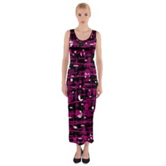 Magenta Abstract Art Fitted Maxi Dress