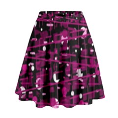 Magenta Abstract Art High Waist Skirt