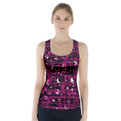 Magenta Abstract Art Racer Back Sports Top