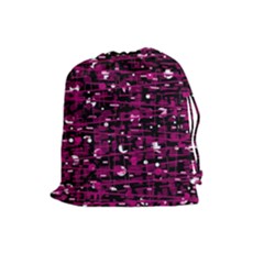 Magenta Abstract Art Drawstring Pouches (large) 