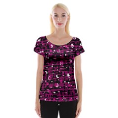 Magenta Abstract Art Women s Cap Sleeve Top