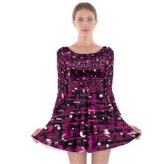 Magenta Abstract Art Long Sleeve Skater Dress