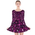 Magenta abstract art Long Sleeve Velvet Skater Dress View1