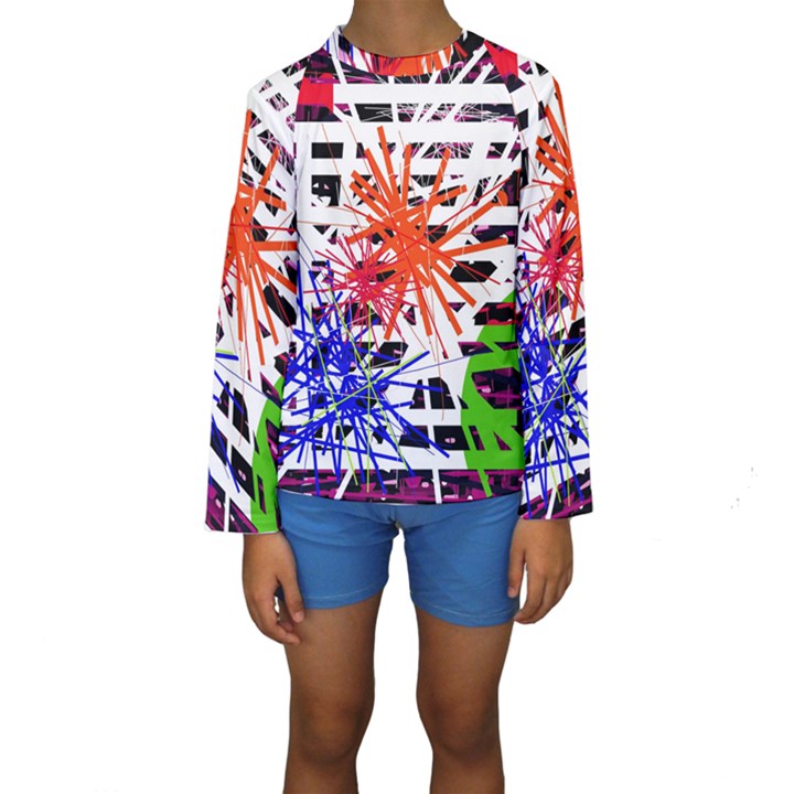 Colorful big bang Kids  Long Sleeve Swimwear