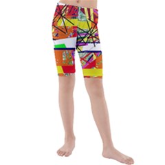 Colorful Abstraction By Moma Kids  Mid Length Swim Shorts by Valentinaart