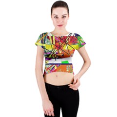 Colorful Abstraction By Moma Crew Neck Crop Top