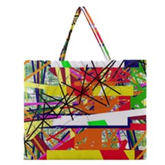 Colorful Abstraction By Moma Zipper Large Tote Bag by Valentinaart