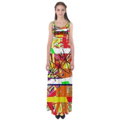 Colorful Abstraction By Moma Empire Waist Maxi Dress