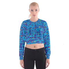 Blue Decorative Art Women s Cropped Sweatshirt