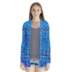 Blue Decorative Art Drape Collar Cardigan