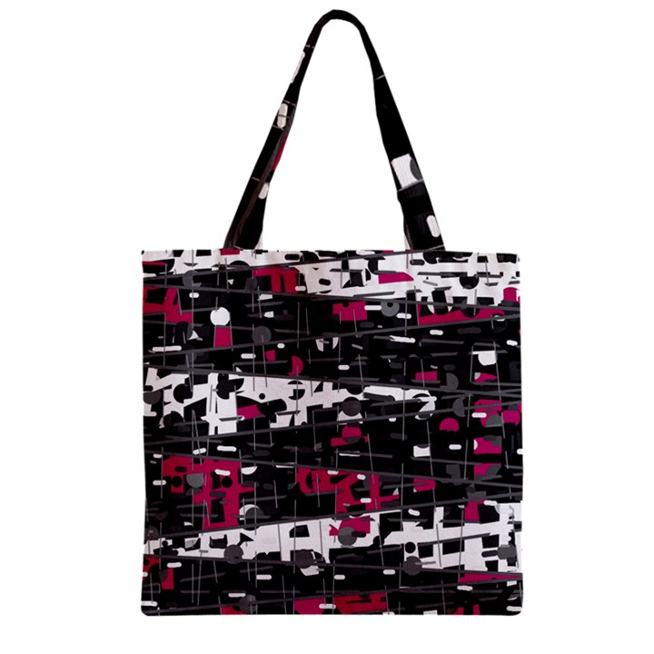 Magenta, white and gray decor Zipper Grocery Tote Bag