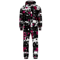 Magenta, White And Gray Decor Hooded Jumpsuit (men) 