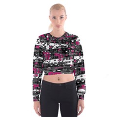 Magenta, White And Gray Decor Women s Cropped Sweatshirt