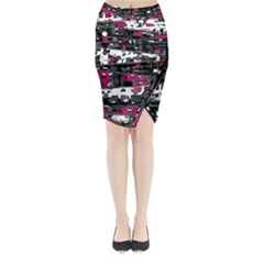 Magenta, White And Gray Decor Midi Wrap Pencil Skirt